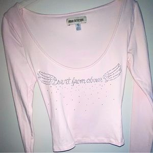 Y2K bedazzled “Sent from above” angel cropped tee